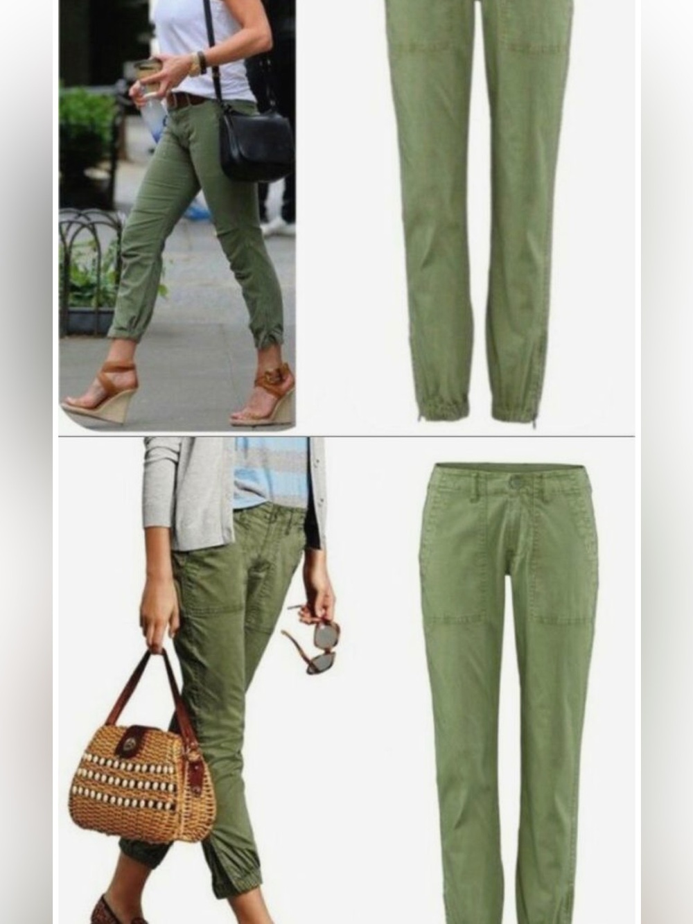 CAbi Green Cotton Stretch High Waist Jogger Casual Pants Style #5076 Size 4